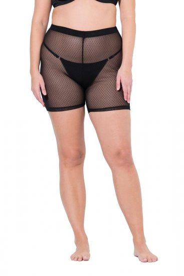 Ulla Popken 836805 Pantalón corto antirrozaduras de lunares Negro - Culotes antirozaduras - 