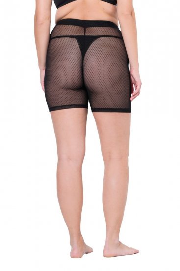 Ulla Popken 836805 Pantalón corto antirrozaduras de lunares Negro - Culotes antirozaduras - 