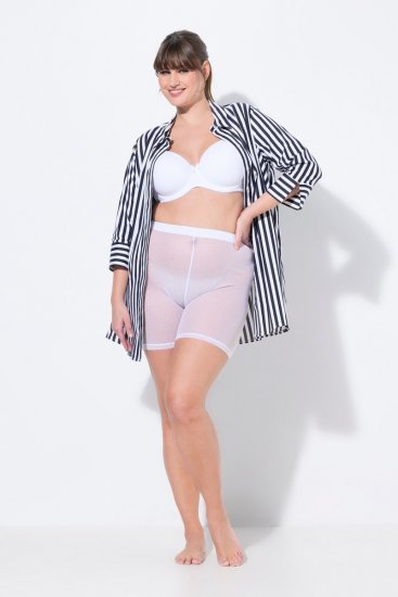 Ulla Popken 836805 Pantalón corto antirrozaduras de lunares Blanco - Culotes antirozaduras - 