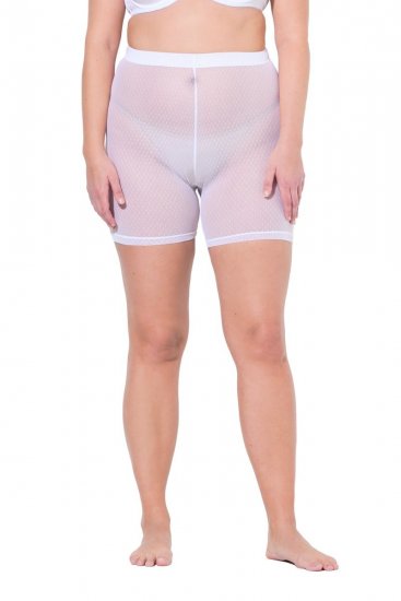 Ulla Popken 836805 Pantalón corto antirrozaduras de lunares Blanco - Culotes antirozaduras - 