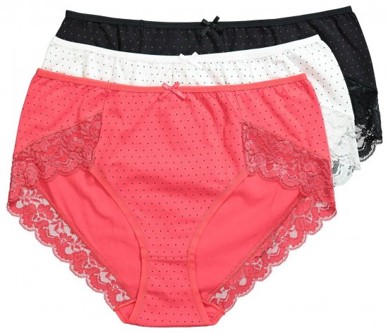 Ulla Popken 837080 Bragas de talle alto con encaje pack de 3 Rosa - Bragas - 