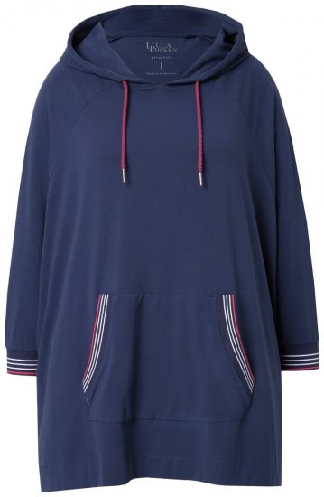 Ulla Popken 837190 Poncho lounge con capucha Morado oscuro - Pijamas/ropa de estar en casa - 