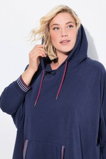 Ulla Popken 837190 Poncho lounge con capucha Morado oscuro - Pijamas/ropa de estar en casa - 