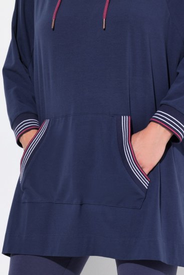 Ulla Popken 837190 Poncho lounge con capucha Morado oscuro - Pijamas/ropa de estar en casa - 