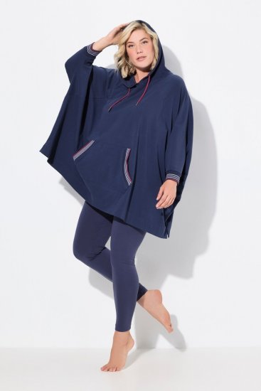 Ulla Popken 837190 Poncho lounge con capucha Morado oscuro - Pijamas/ropa de estar en casa - 