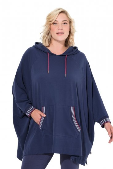 Ulla Popken 837190 Poncho lounge con capucha Morado oscuro - Pijamas/ropa de estar en casa - 