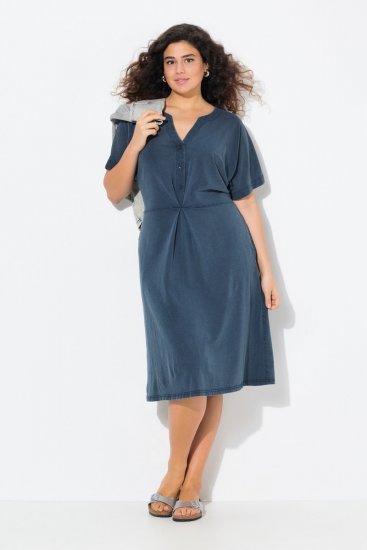 Ulla Popken 837403 Vestido de jersey de manga corta Azul marino - Vestidos de punto jersey - 