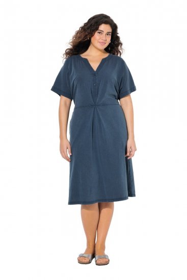 Ulla Popken 837403 Vestido de jersey de manga corta Azul marino - Vestidos de punto jersey - 