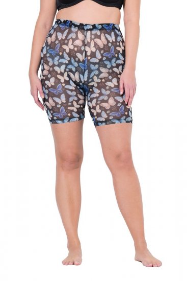 Ulla Popken 837676 Pantalón corto antirrozaduras estampado Negro - Culotes antirozaduras - 
