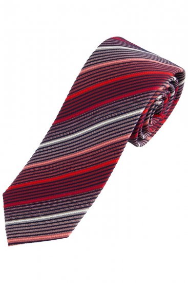 JP1880 837687 Corbata de seda a rayas extralarga Rojo - Corbatas y pajaritas - 