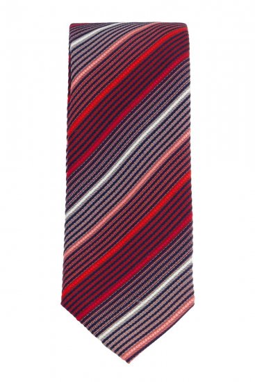 JP1880 837687 Corbata de seda a rayas extralarga Rojo - Corbatas y pajaritas - 