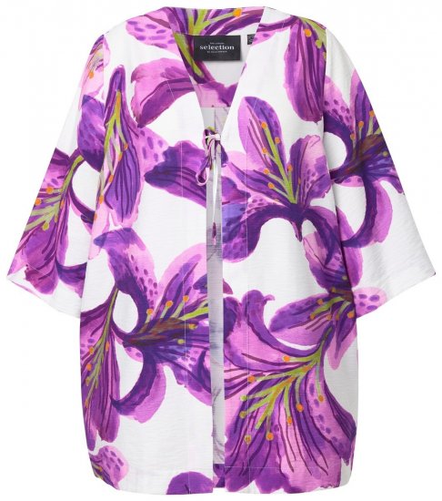 Ulla Popken 838105 Cárdigan abierto con lazada Violeta - Cárdigans - Cardigans de tallas grandes para mujer