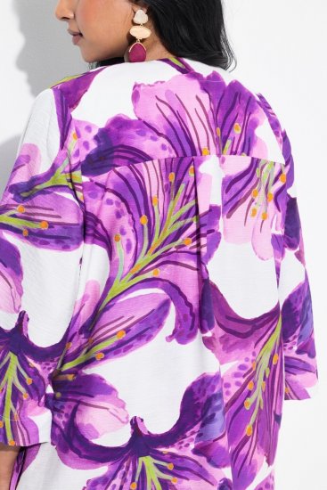 Ulla Popken 838105 Cárdigan abierto con lazada Violeta - Cárdigans - Cardigans de tallas grandes para mujer