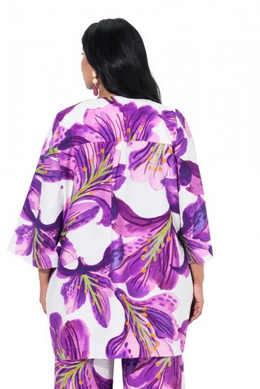 Ulla Popken 838105 Cárdigan abierto con lazada Violeta - Cárdigans - Cardigans de tallas grandes para mujer