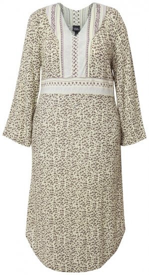 Ulla Popken 838120 Vestido estampado con cuello de pico Verde claro - Vestidos mini - Vestidos cortos en tallas grandes