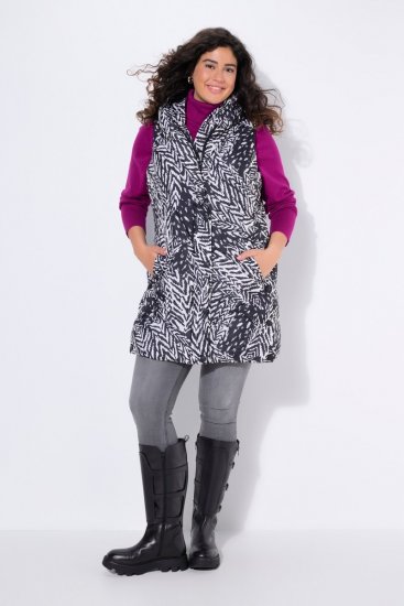 Ulla Popken 838435 Chaleco largo acolchado estampado Negro - Chalecos - 
