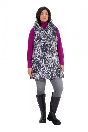 Ulla Popken 838435 Chaleco largo acolchado estampado Negro - Chalecos - 