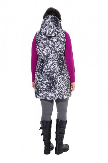 Ulla Popken 838435 Chaleco largo acolchado estampado Negro - Chalecos - 