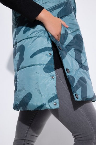 Ulla Popken 838435 Chaleco largo acolchado estampado Verde grisáceo - Chalecos - 