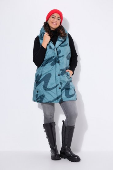 Ulla Popken 838435 Chaleco largo acolchado estampado Verde grisáceo - Chalecos - 