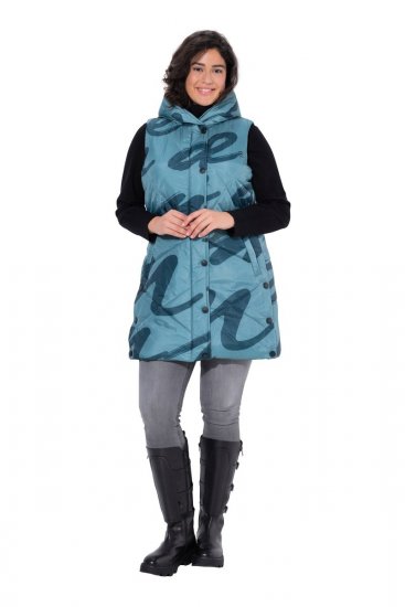Ulla Popken 838435 Chaleco largo acolchado estampado Verde grisáceo - Chalecos - 