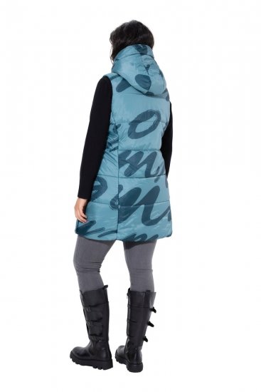 Ulla Popken 838435 Chaleco largo acolchado estampado Verde grisáceo - Chalecos - 