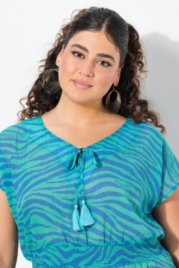 Ulla Popken 838483 Vestido con estampado animal Turquesa - Vestidos de verano - Vestidos de verano tallas grandes