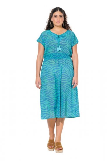 Ulla Popken 838483 Vestido con estampado animal Turquesa - Vestidos de verano - Vestidos de verano tallas grandes