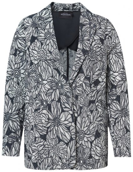 Ulla Popken 838656 Blazer de flores Blanco - Blazers - Blazers en tallas grandes para mujer