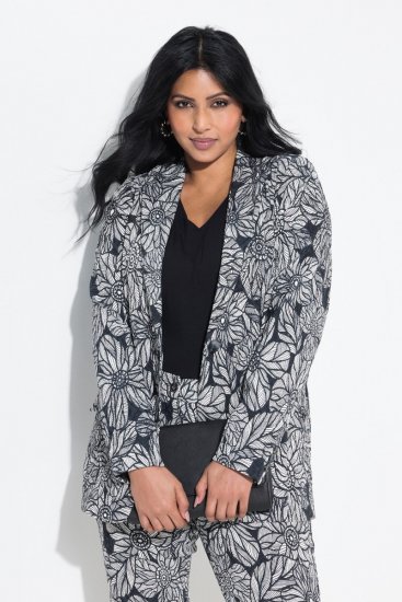 Ulla Popken 838656 Blazer de flores Blanco - Blazers - Blazers en tallas grandes para mujer