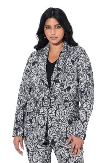 Ulla Popken 838656 Blazer de flores Blanco - Blazers - Blazers en tallas grandes para mujer