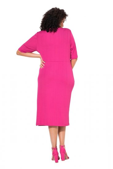 Ulla Popken 838765 Vestido de jersey de manga corta con cuello de pico Rosa - Vestidos - Vestidos para todas las tallas