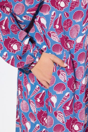 Ulla Popken 838839 Vestido camisero estampado Petróleo - Vestidos midi - Vestidos midi de talla grande