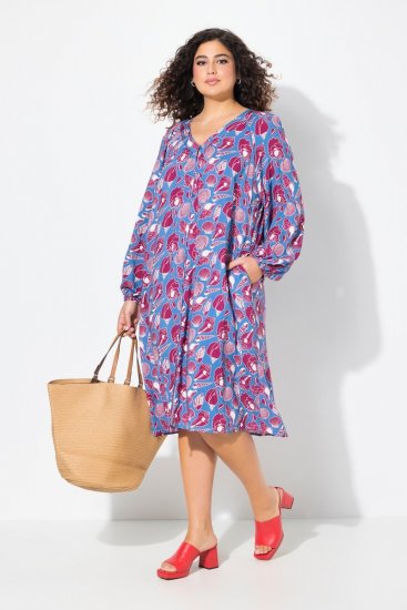 Ulla Popken 838839 Vestido camisero estampado Petróleo - Vestidos midi - Vestidos midi de talla grande