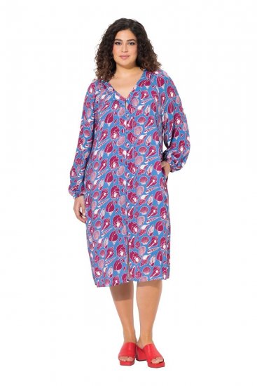 Ulla Popken 838839 Vestido camisero estampado Petróleo - Vestidos midi - Vestidos midi de talla grande