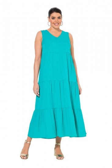Ulla Popken 839135 Vestido largo sin mangas Turquesa - Vestidos maxi - Vestidos largos en tallas grandes