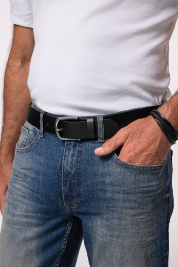 JP1880 839374 Cinturón de piel sintética con hebilla de metal Negro - Accesorios - Accesorios para hombre