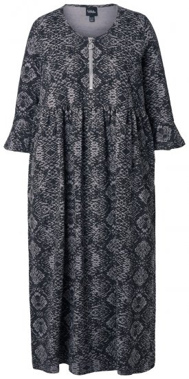 Ulla Popken 839518 Vestido con estampado animal y manga 3/4 Antracita - Vestidos maxi - Vestidos largos en tallas grandes