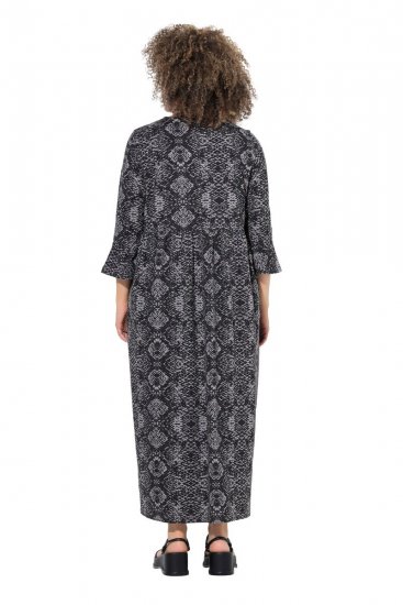 Ulla Popken 839518 Vestido con estampado animal y manga 3/4 Antracita - Vestidos maxi - Vestidos largos en tallas grandes
