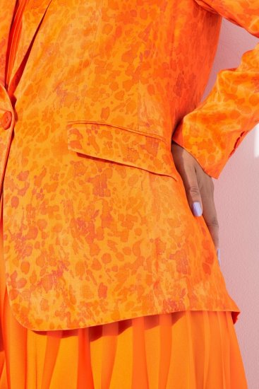 Ulla Popken 839607 Blazer de satén estampado Naranja claro - Blazers - Blazers en tallas grandes para mujer