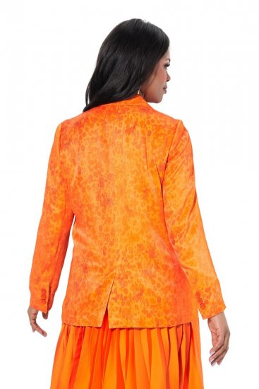 Ulla Popken 839607 Blazer de satén estampado Naranja claro - Blazers - Blazers en tallas grandes para mujer