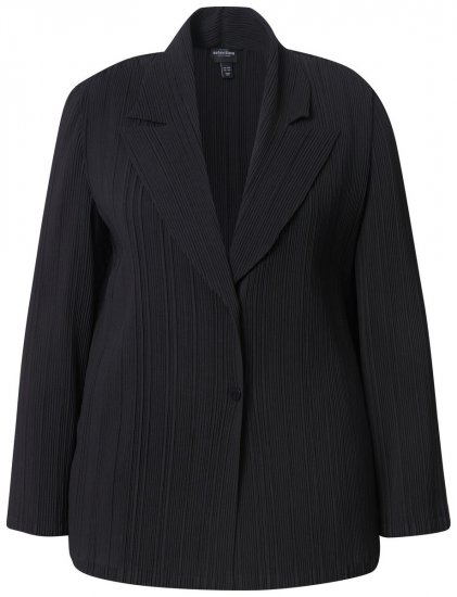 Ulla Popken 839843 Blazer plisado Negro - Blazers - Blazers en tallas grandes para mujer