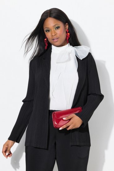 Ulla Popken 839843 Blazer plisado Negro - Blazers - Blazers en tallas grandes para mujer