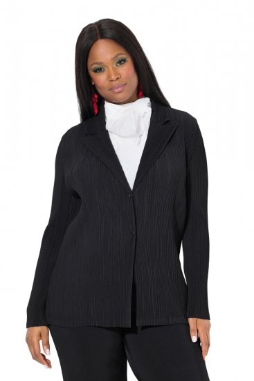 Ulla Popken 839843 Blazer plisado Negro - Blazers - Blazers en tallas grandes para mujer