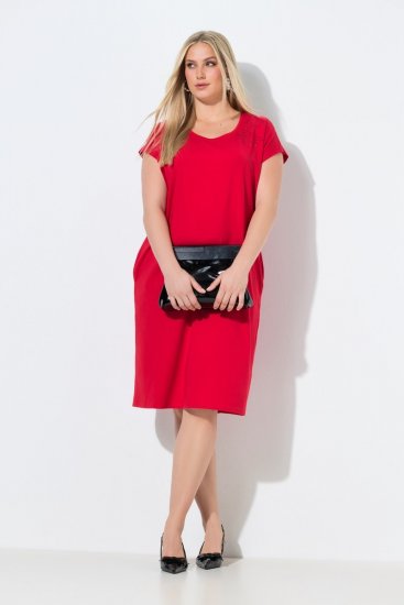 Ulla Popken 839896 Vestido de jersey con strass Rosa - Vestidos de noche - Vestidos de fiesta de gran talla