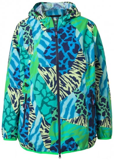 Ulla Popken 840024 Chaqueta de lluvia con estampado animal Verde menta - Ropa impermeable - 