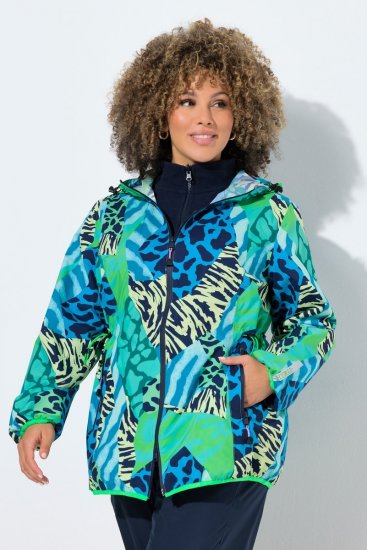 Ulla Popken 840024 Chaqueta de lluvia con estampado animal Verde menta - Ropa impermeable - 