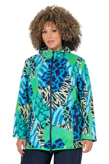 Ulla Popken 840024 Chaqueta de lluvia con estampado animal Verde menta - Ropa impermeable - 