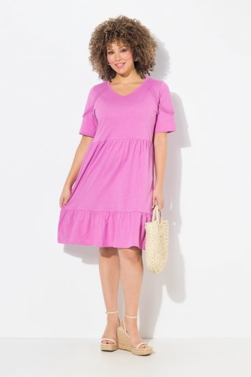 Ulla Popken 840115 Vestido de jersey de manga corta Rosa - Vestidos de punto jersey - 