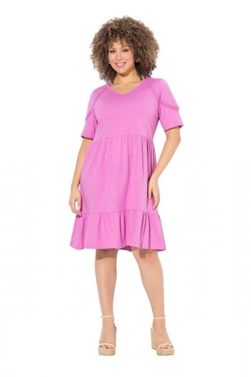 Ulla Popken 840115 Vestido de jersey de manga corta Rosa - Vestidos de punto jersey - 